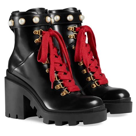 gucci boots with white laces|high heel Gucci boots women.